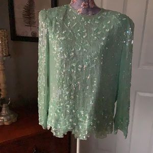 Stunning Vintage Laurence Kazar New York Sequin Top
